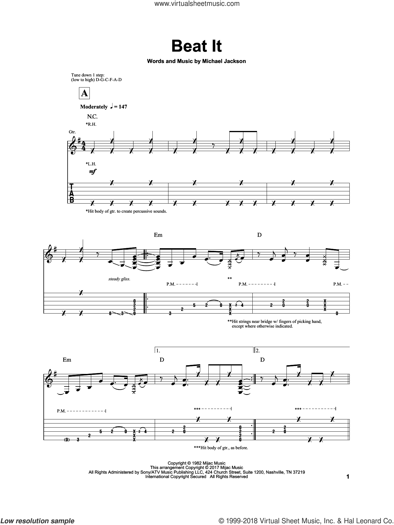 Beat It, (intermediate)