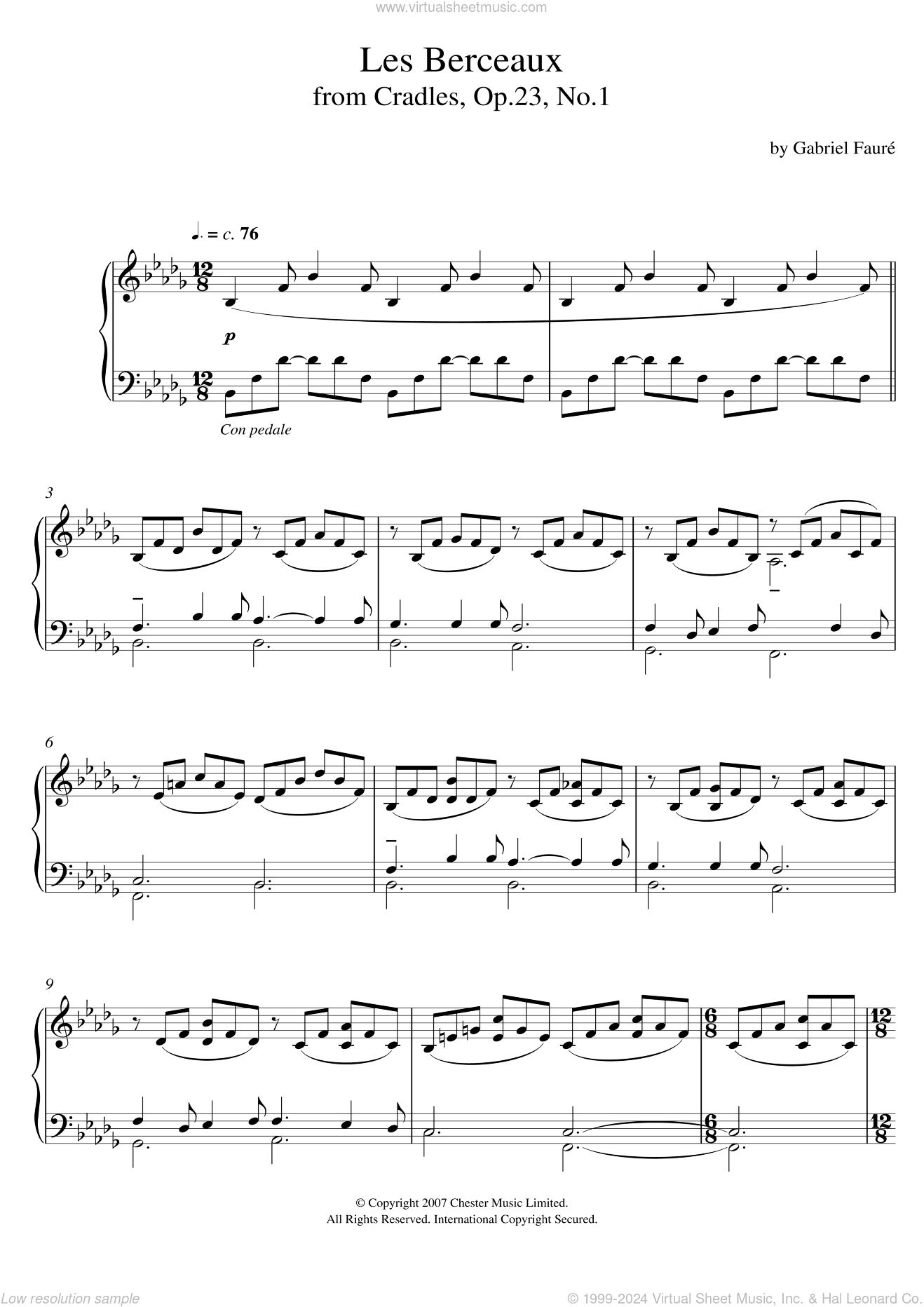 Les Berceaux (from Cradles, Op.23, No.1)