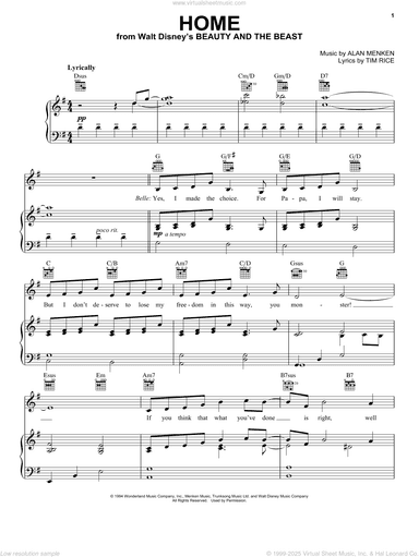 Home (from Beauty and the Beast: The Broadway Musical)