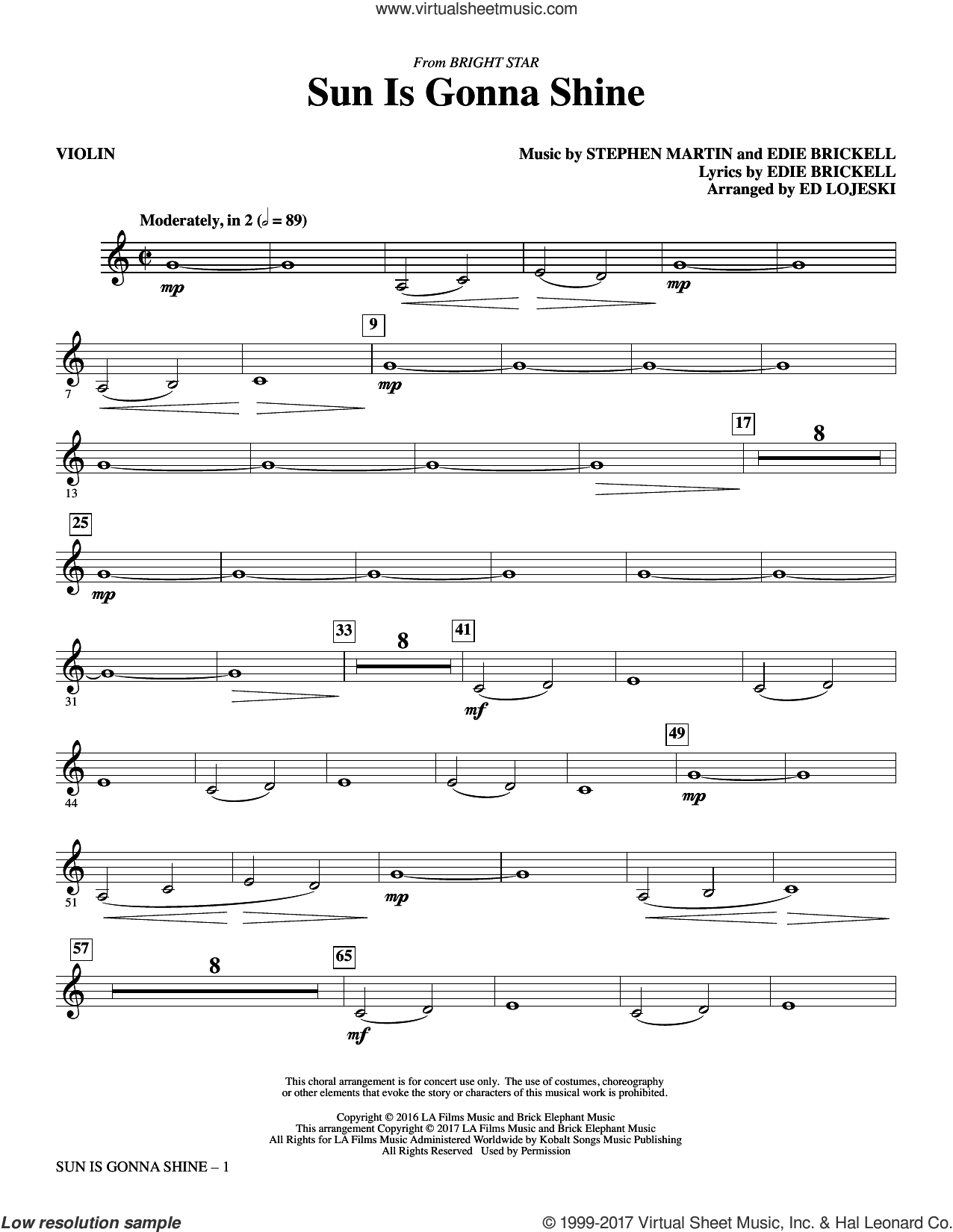 Sun Is Gonna Shine (from Bright Star) (complete set of parts)