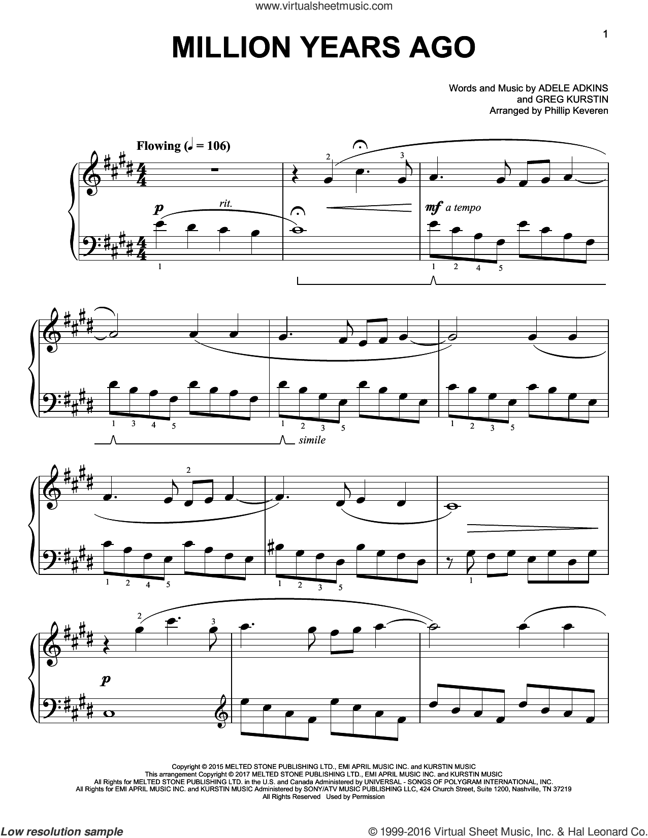 Million Years Ago [Classical version] (arr. Phillip Keveren)