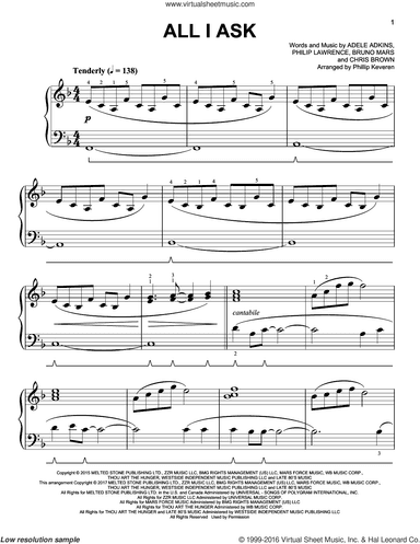 All I Ask [Classical version] (arr. Phillip Keveren)