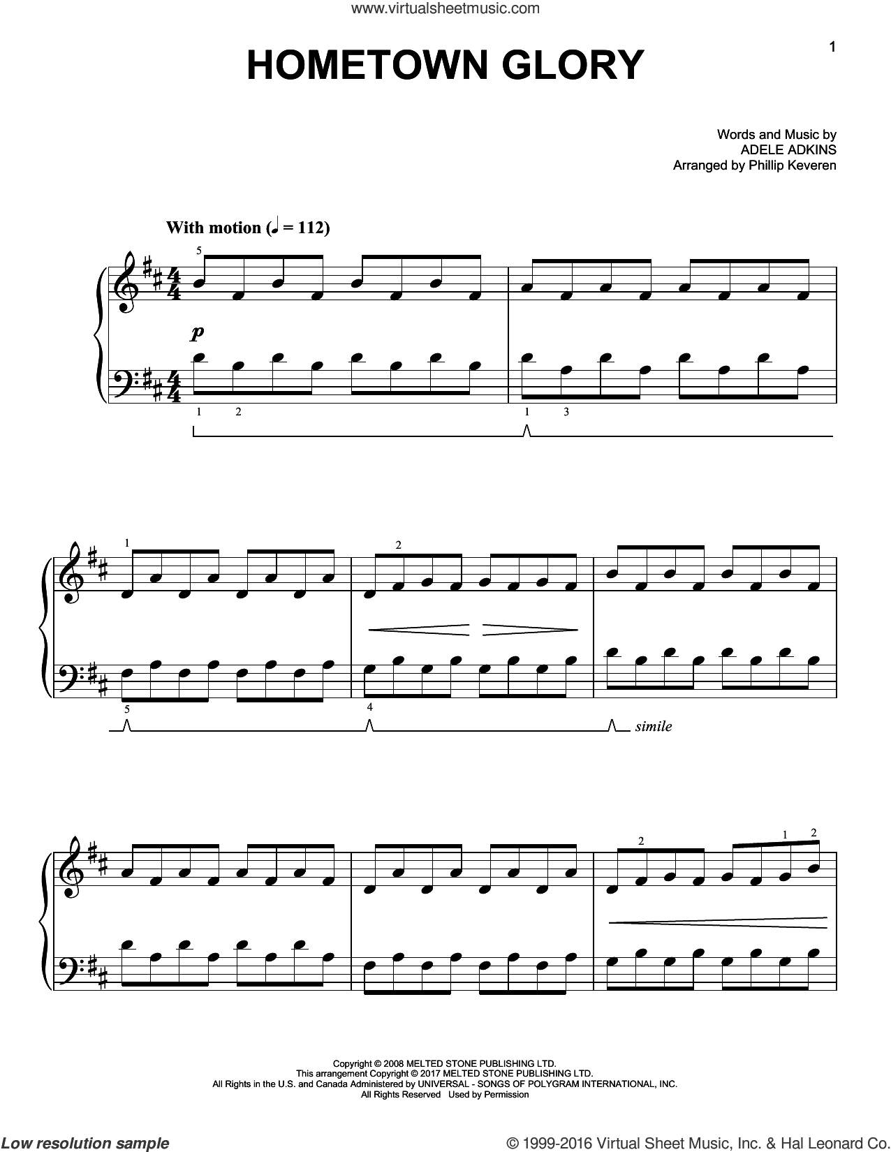 Hometown Glory [Classical version] (arr. Phillip Keveren)