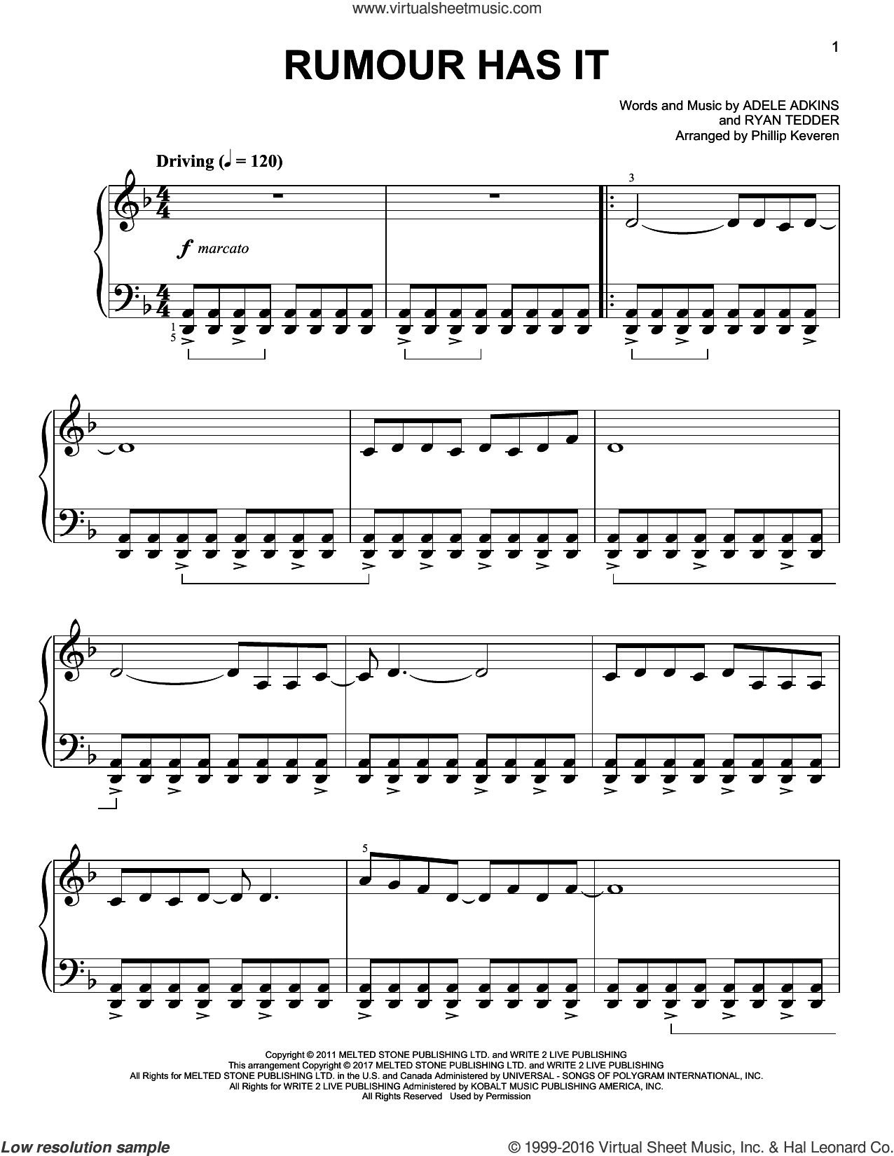 Rumour Has It [Classical version] (arr. Phillip Keveren)