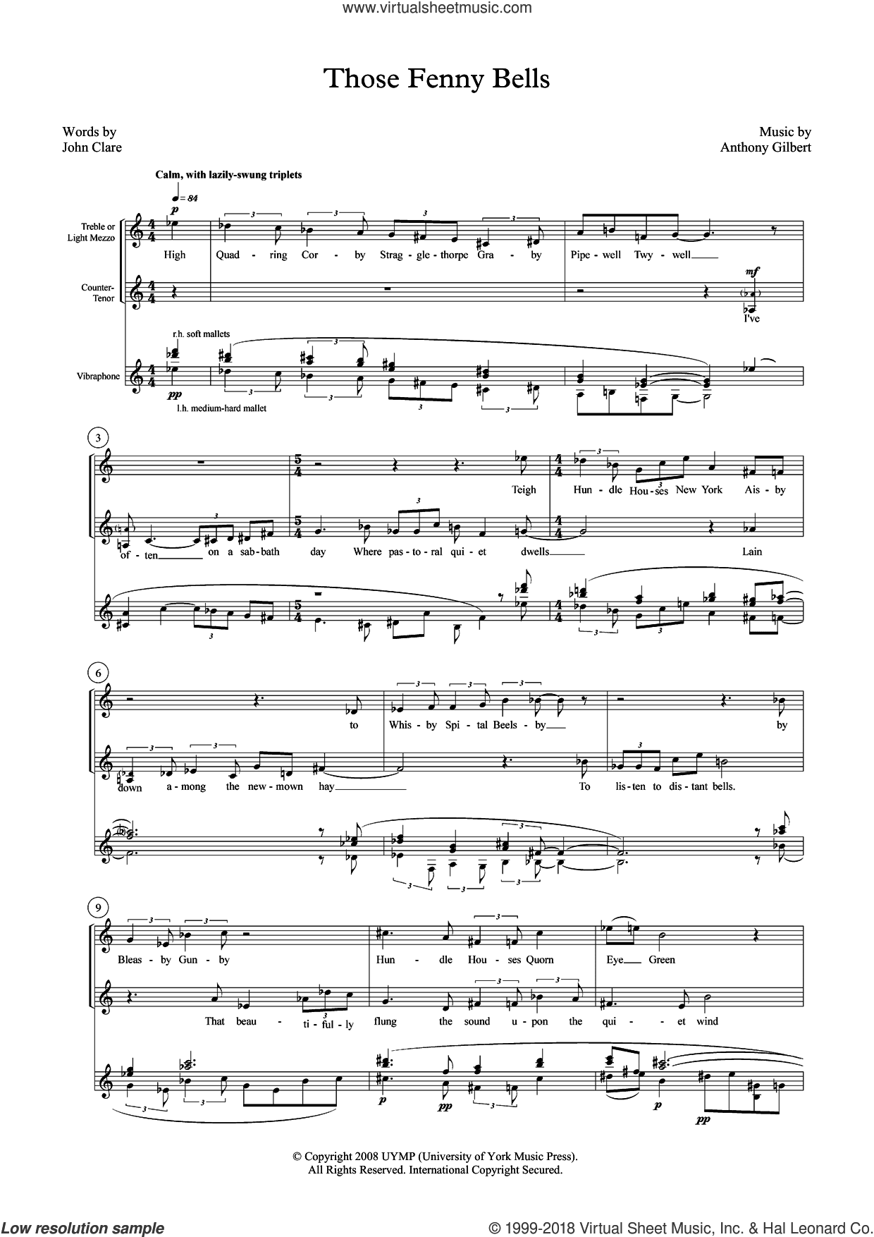 Those Fenny Bells (for mezzo-soprano, counter-tenor and vibraphone)