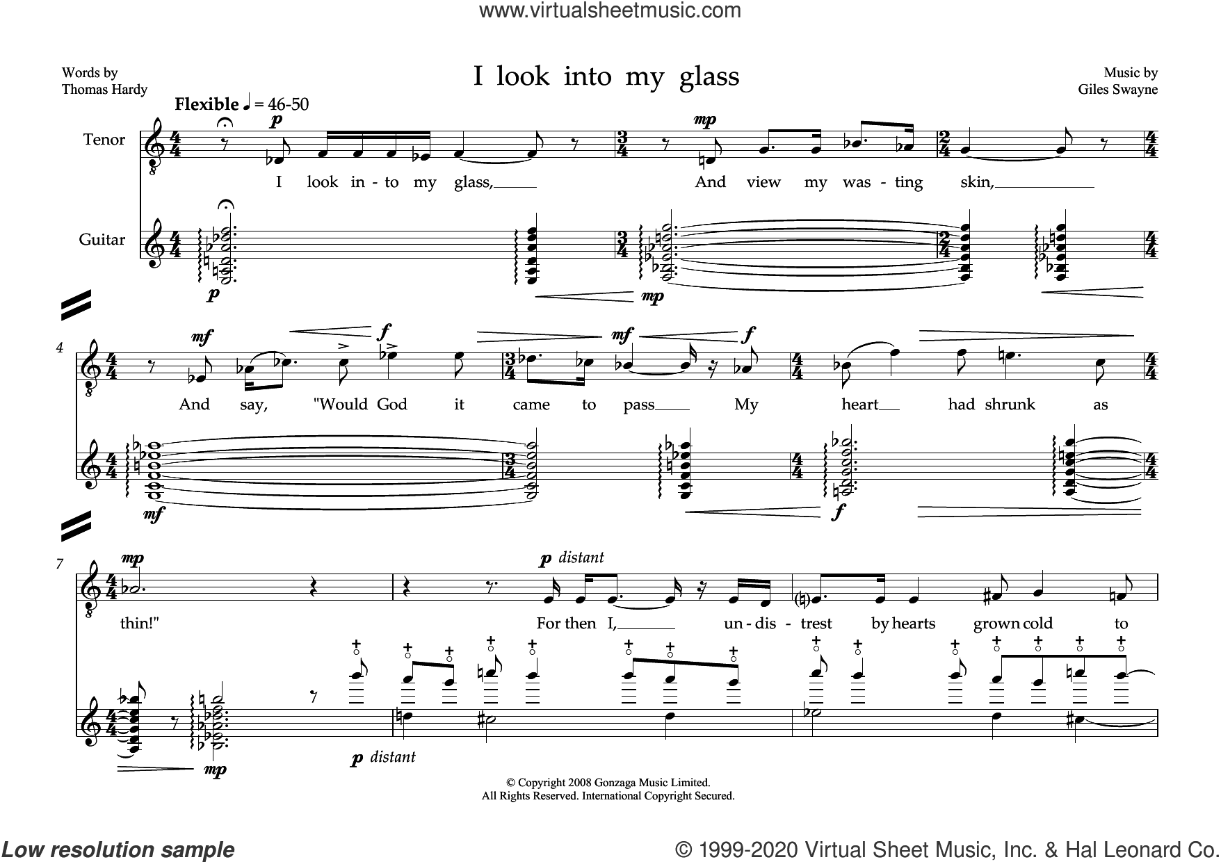I look into my glass (for tenor and guitar)