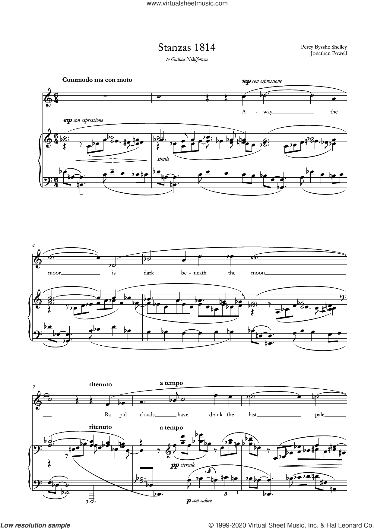 Stanzas 1814 (for mezzo-soprano and piano)