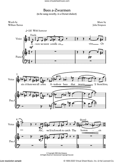 Bees a-zwarmen (for mezzo-soprano and piano)