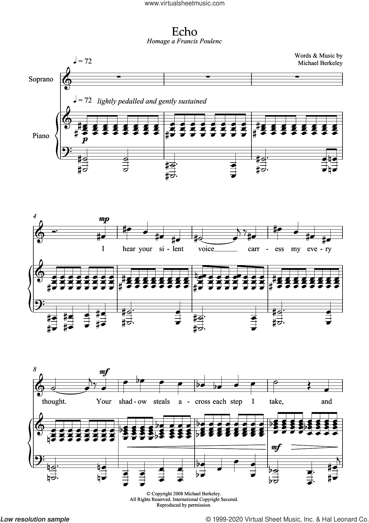 Echo: hommage a Francis Poulenc (for mezzo-soprano and piano)