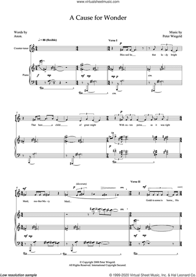 A Cause for Wonder (for counter-tenor and piano)
