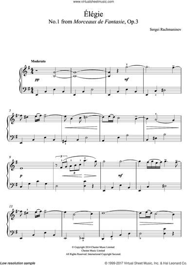 Elegie (No.1 from Morceaux de Fantasie, Op.3)