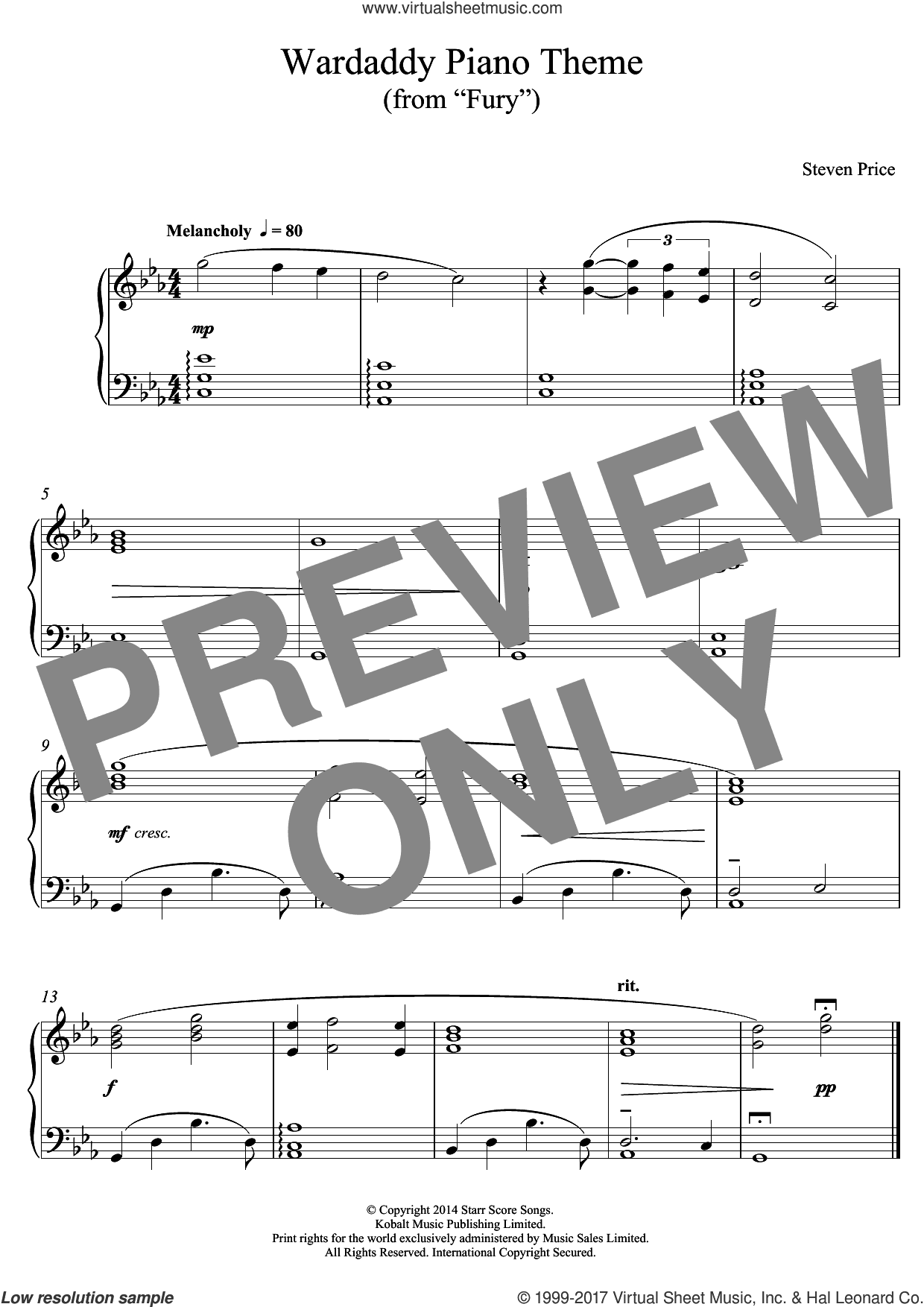 Wardaddy Piano Theme (from Fury)