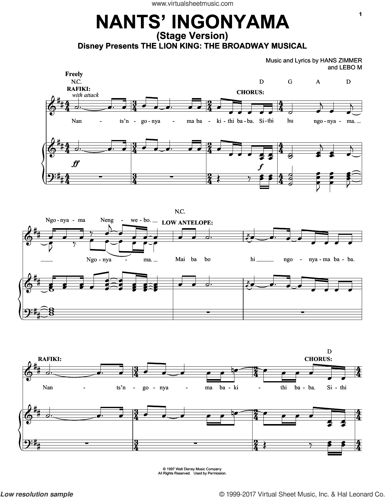 Nants' Ingonyama (Stage Version) (from The Lion King: Broadway Musical)