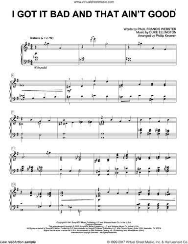 I Got It Bad And That Ain't Good (arr. Phillip Keveren)