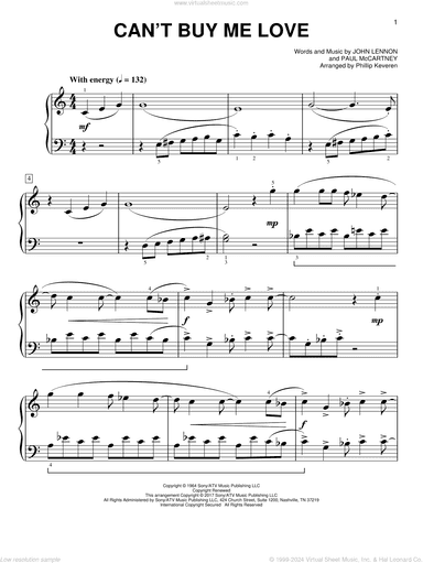 Can't Buy Me Love [Classical version] (arr. Phillip Keveren)