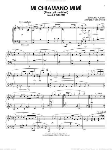 Me Chiamano Mimi (arr. Lee Evans)
