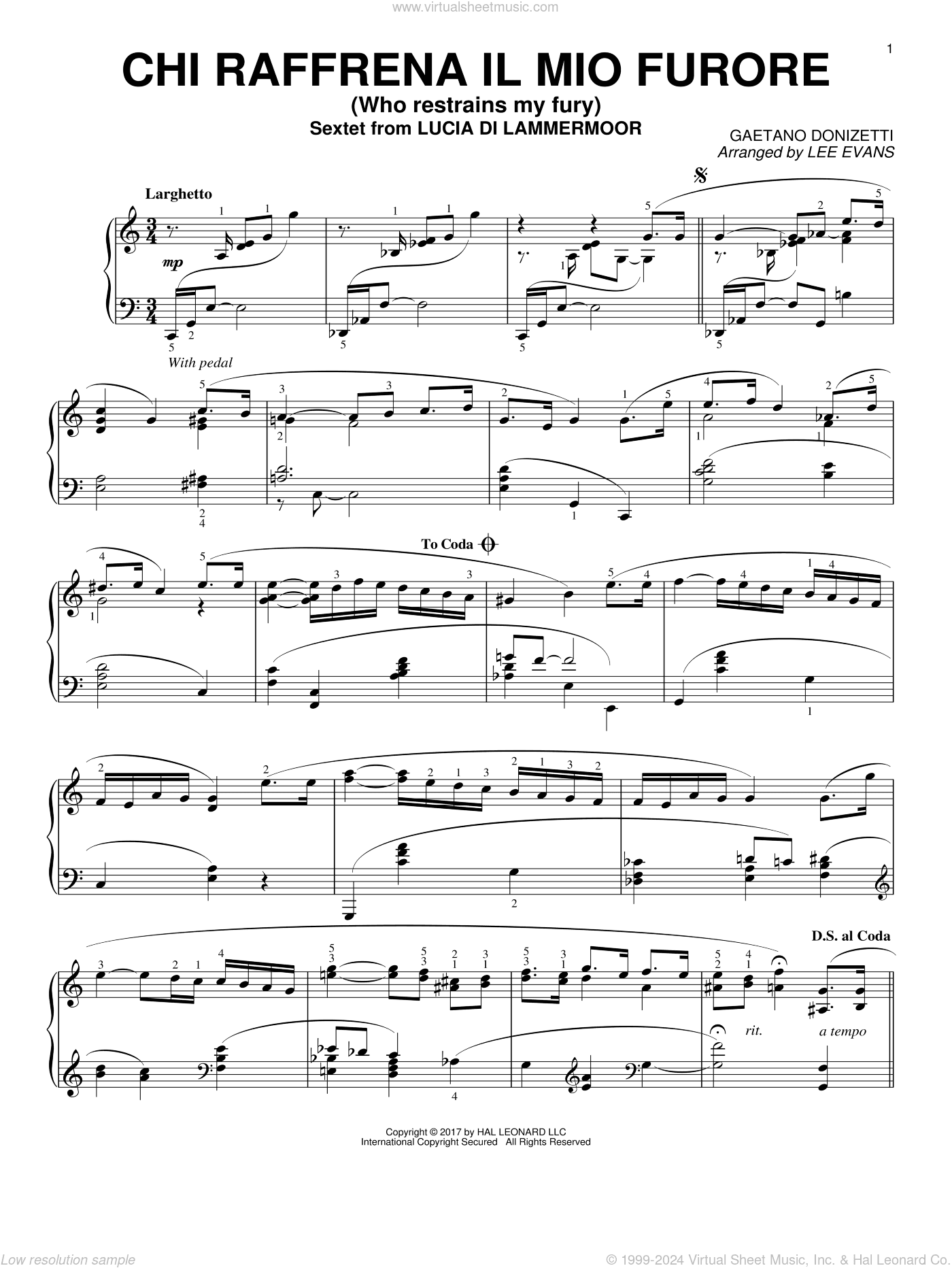 Sextet (Chi Raffrena Il Mio Furore) (arr. Lee Evans)