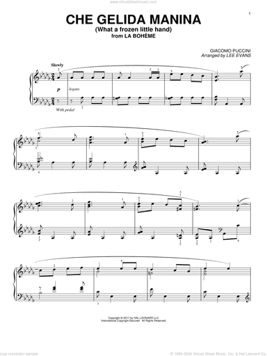 Che gelida manina from La Boheme (arr. Lee Evans)