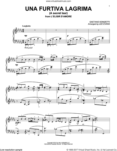 Una Furtiva Lagrima (The Elixir Of Love) (arr. Lee Evans)
