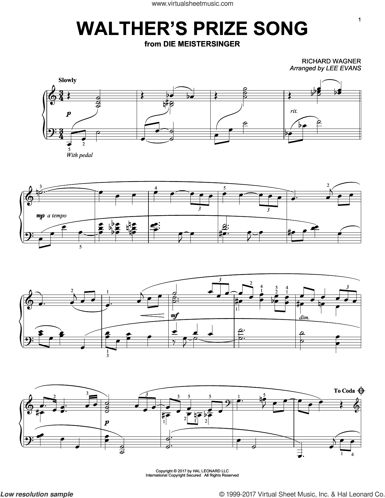 Walther's Prize Song (arr. Lee Evans)