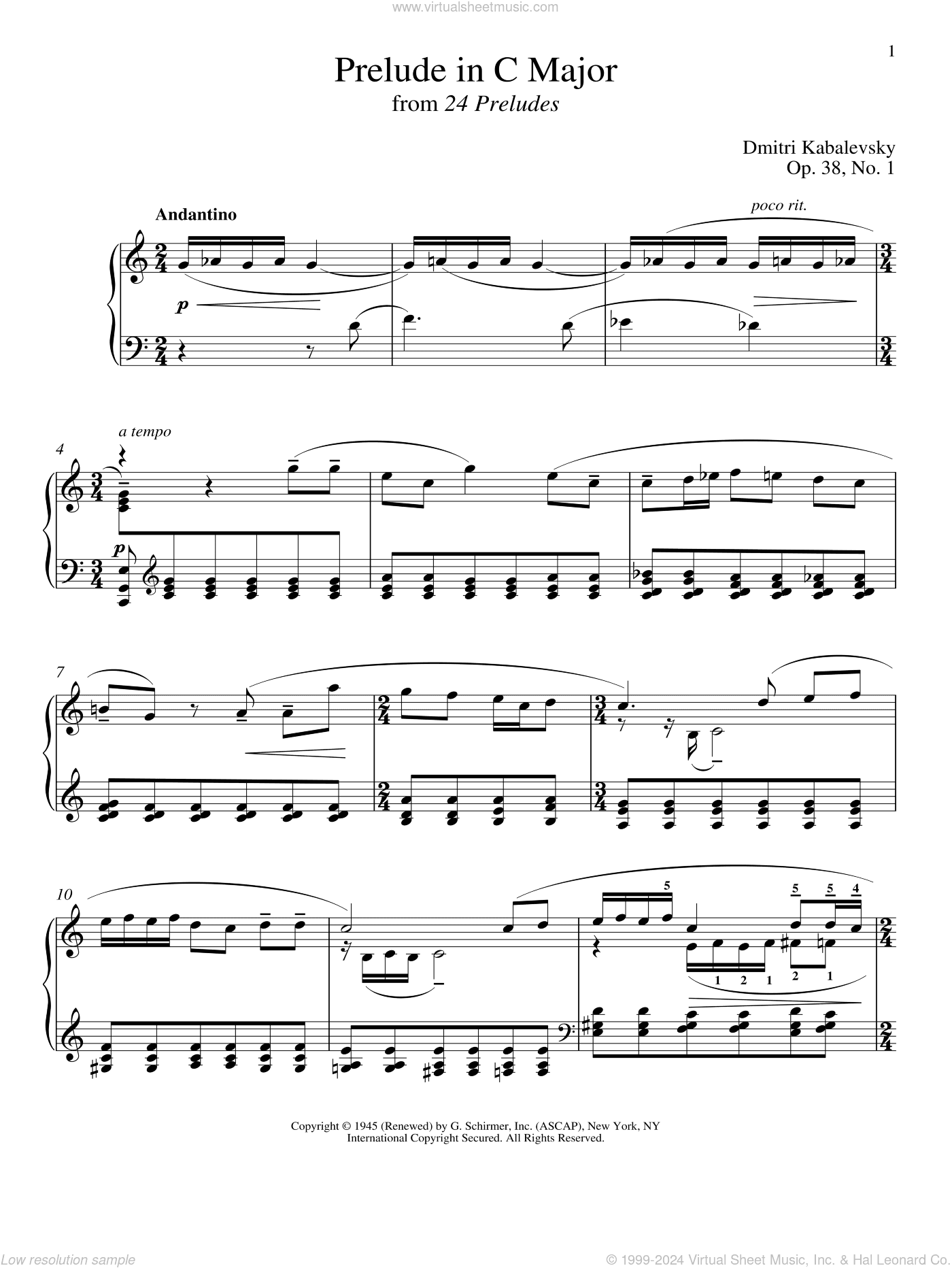 Prelude In C Major, Op. 38, No. 1