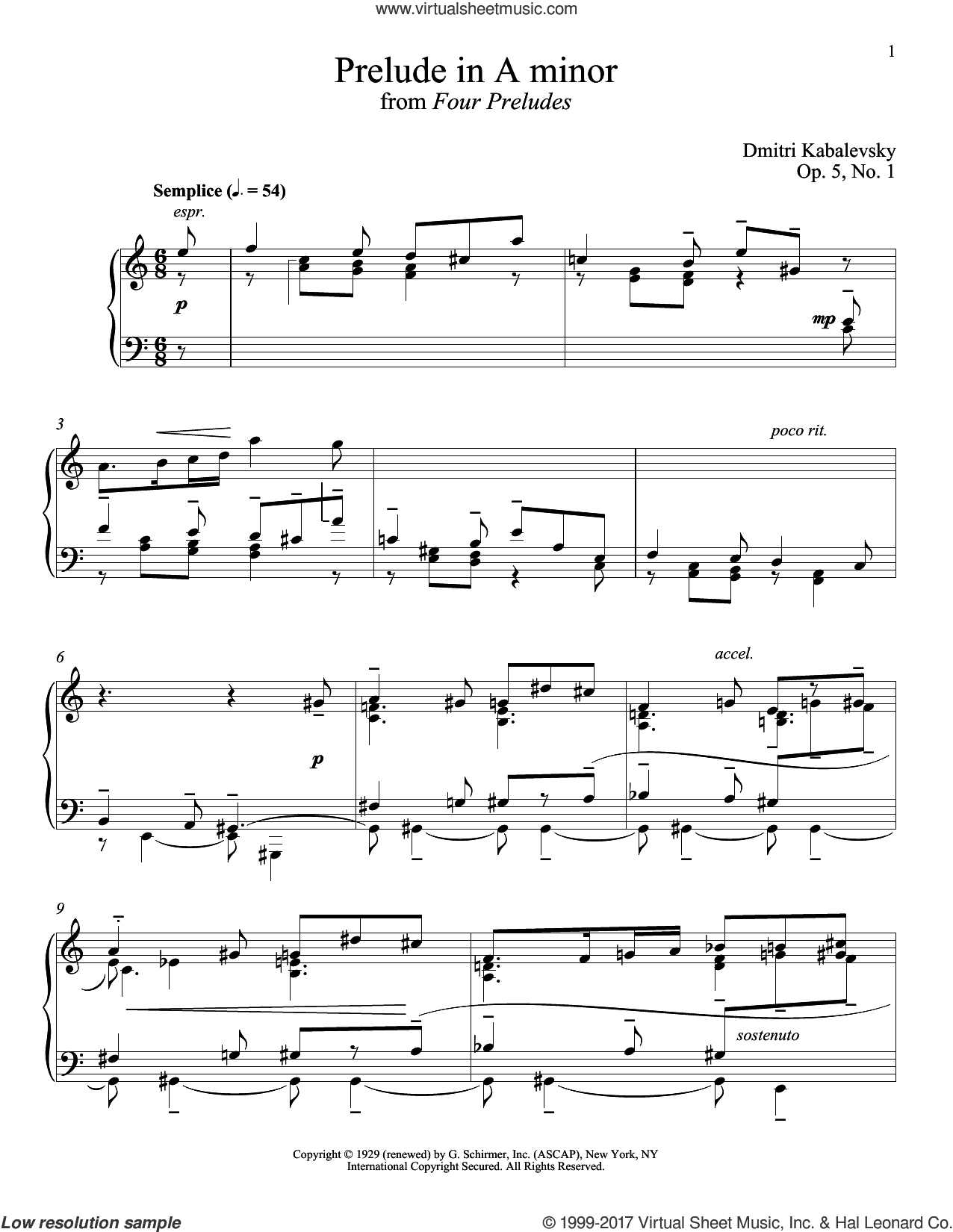 Prelude In A Minor, Op. 5, No. 1