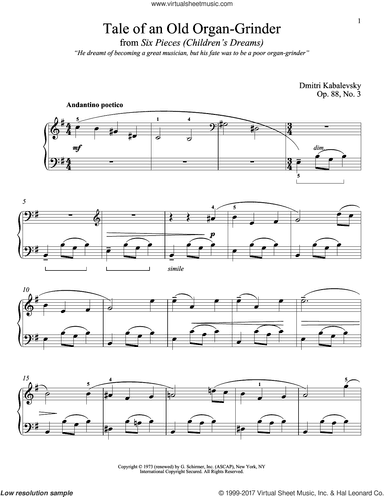 Tale Of An Old Organ-Grinder, Op. 88, No. 3