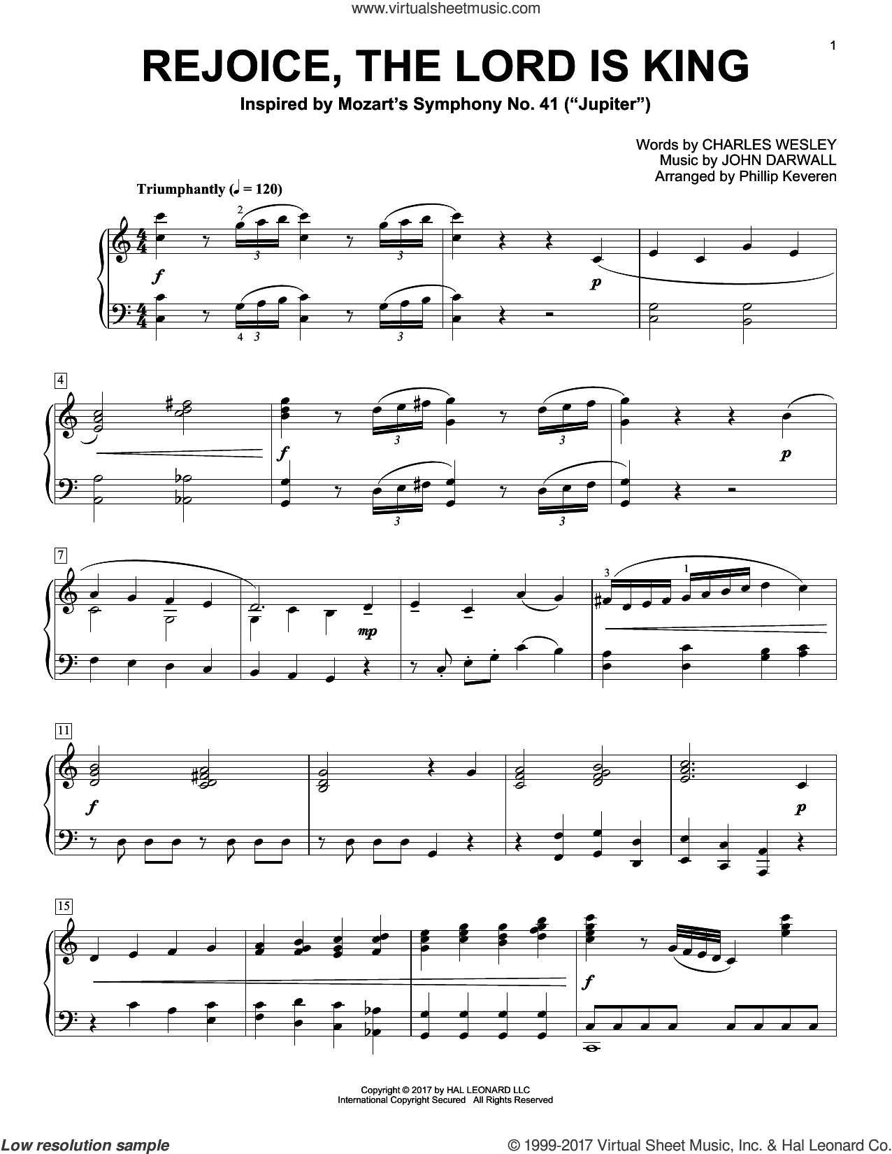 Rejoice, The Lord Is King (arr. Phillip Keveren)