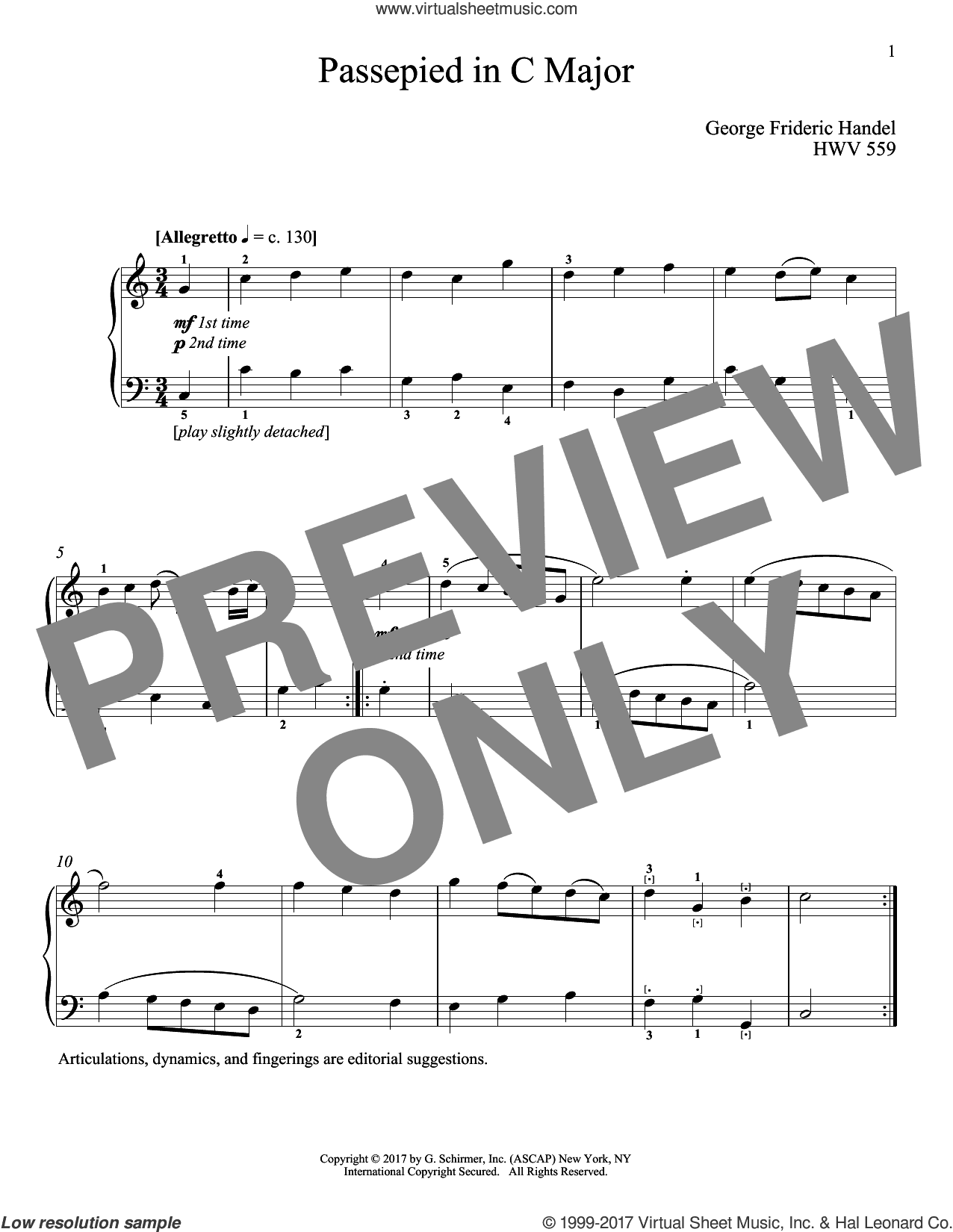 Passepied In C Major, HWV 559