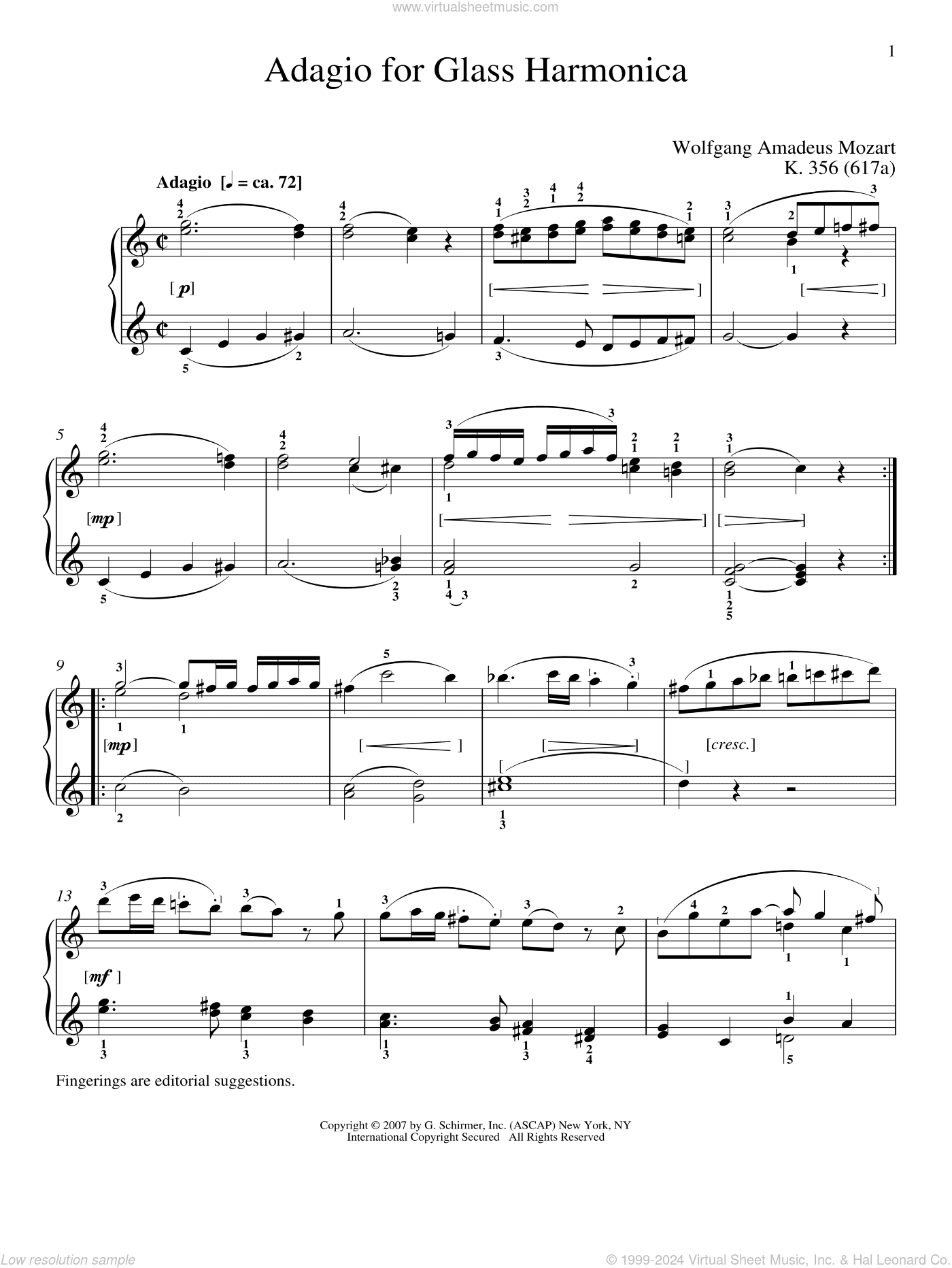 Adagio For Glass Harmonica, K. 356 (617a)