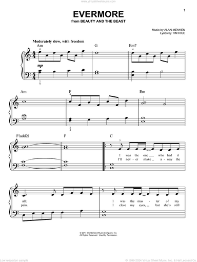 Evermore (from Beauty And The Beast), (easy)