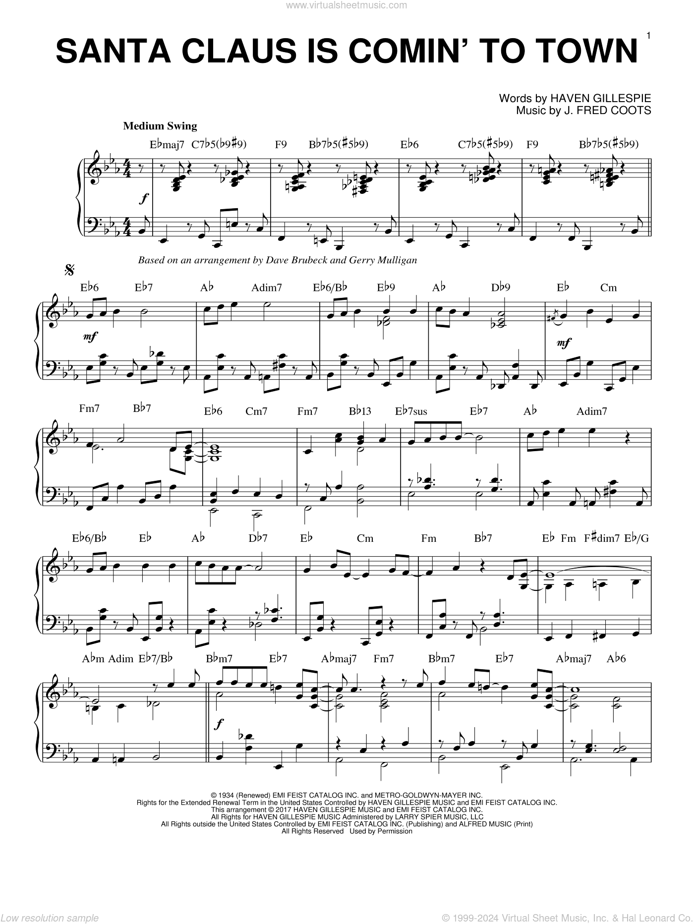 Santa Claus Is Comin' To Town [Jazz version]