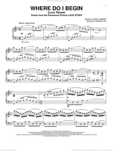Where Do I Begin (Love Theme), (intermediate)