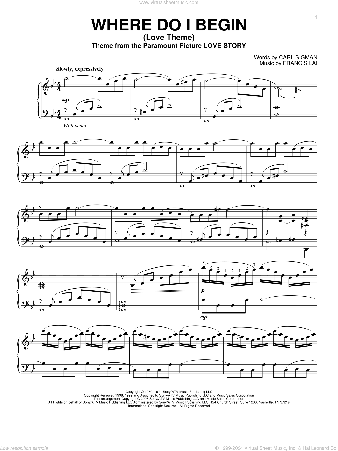 Where Do I Begin (Love Theme), (intermediate)