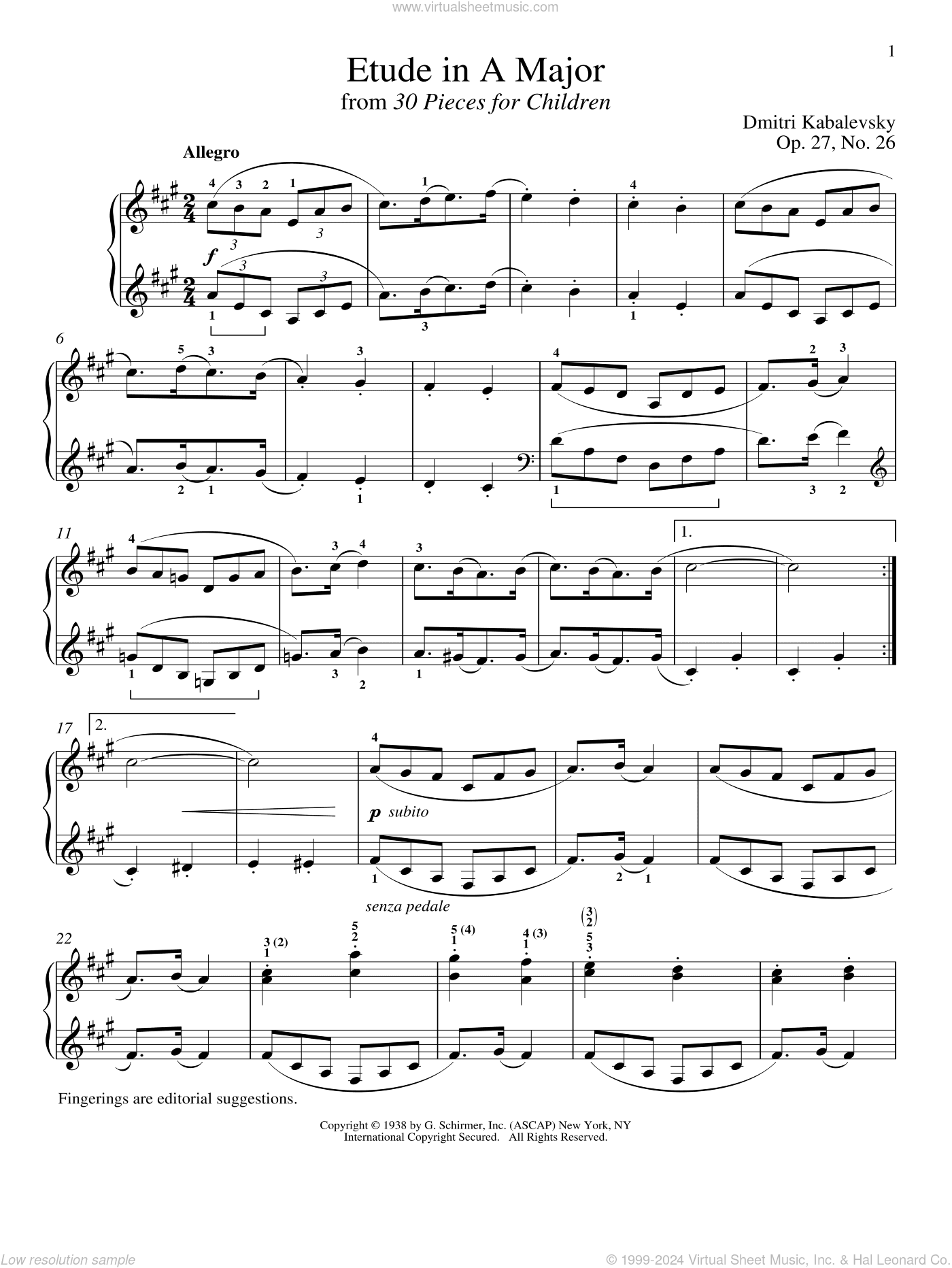 Etude In A Major, OP. 27, No. 26
