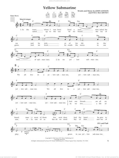 Yellow Submarine (from The Daily Ukulele) (arr. Liz and Jim Beloff)
