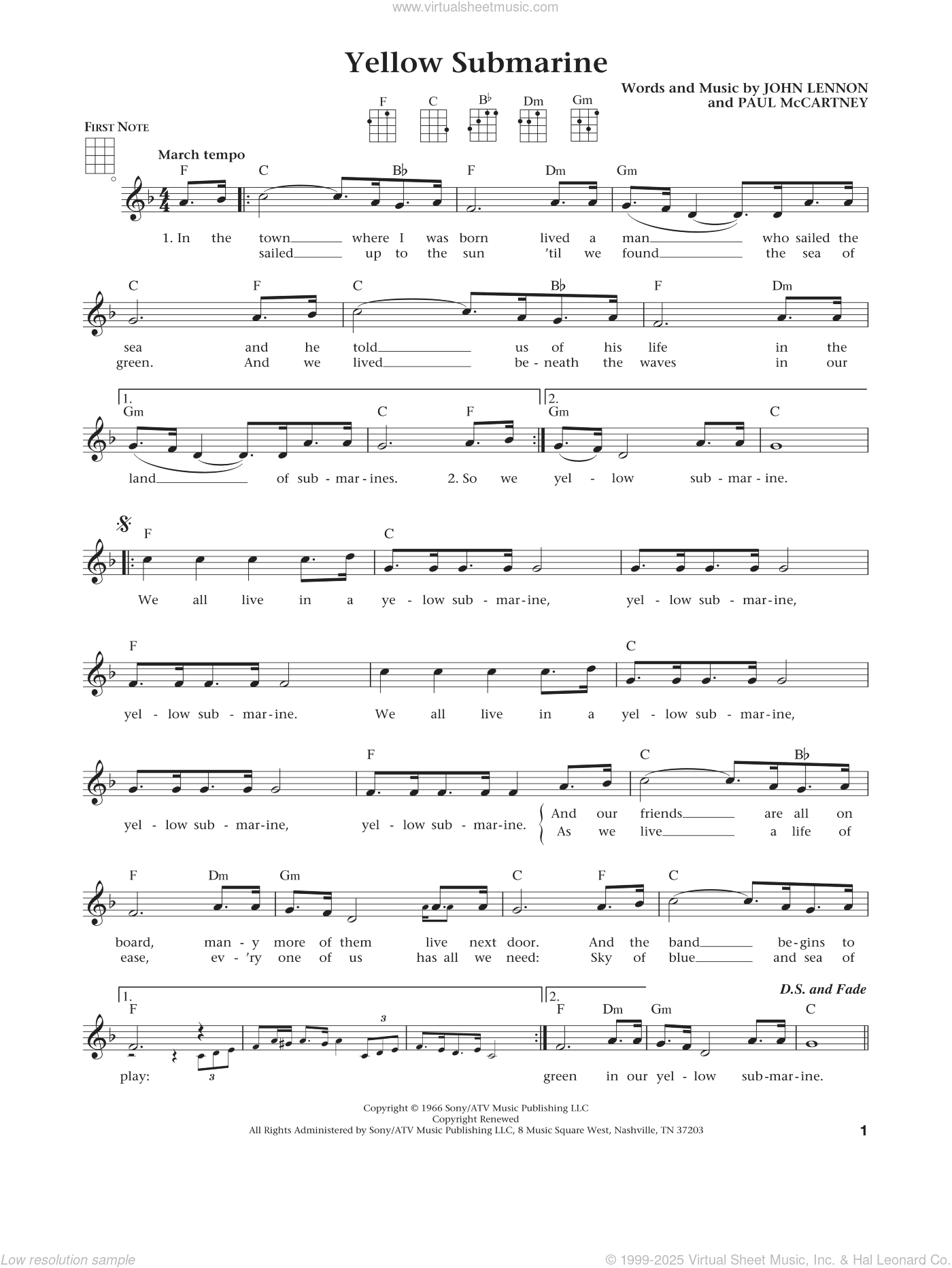 Yellow Submarine (from The Daily Ukulele) (arr. Liz and Jim Beloff)