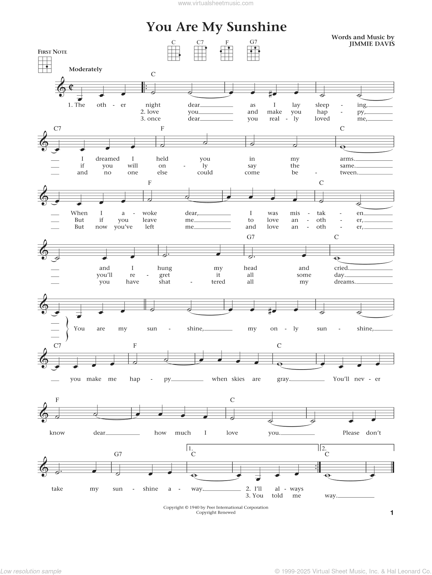 You Are My Sunshine (from The Daily Ukulele) (arr. Liz and Jim Beloff)