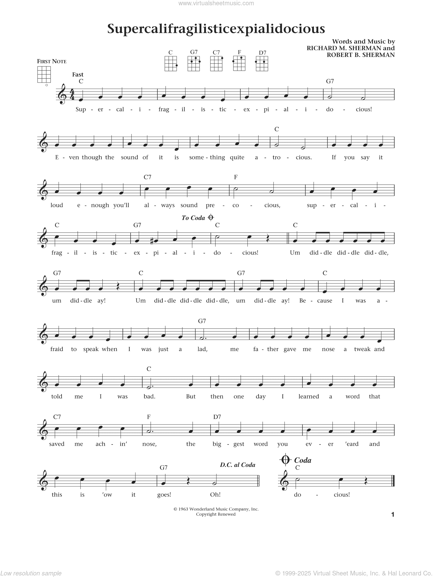 Supercalifragilisticexpialidocious (from The Daily Ukulele) (arr. Liz and Jim Beloff)