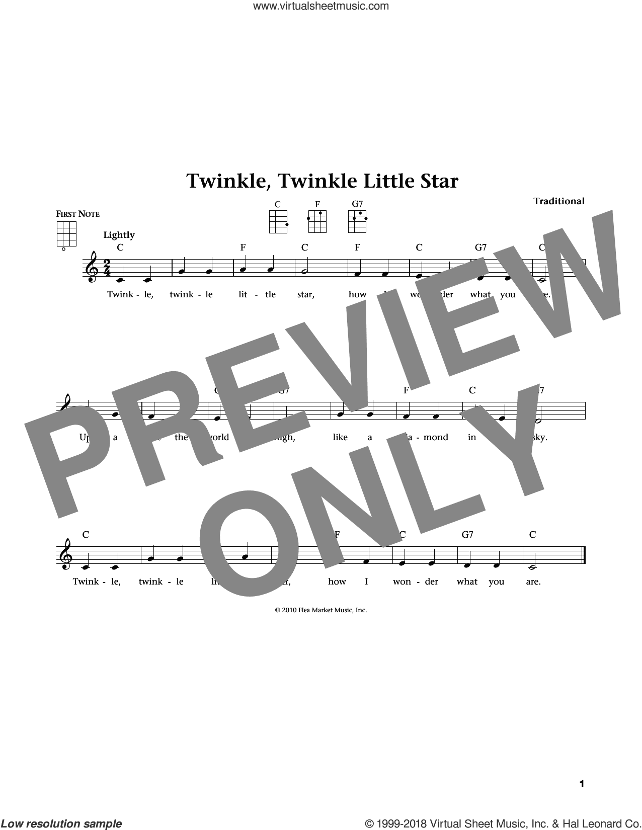 Twinkle, Twinkle Little Star (from The Daily Ukulele) (arr. Liz and Jim Beloff)