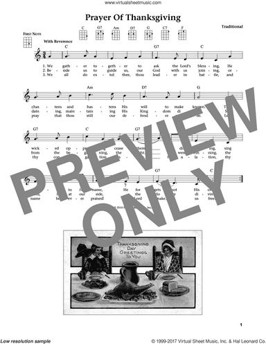 Prayer Of Thanksgiving (from The Daily Ukulele) (arr. Liz and Jim Beloff)