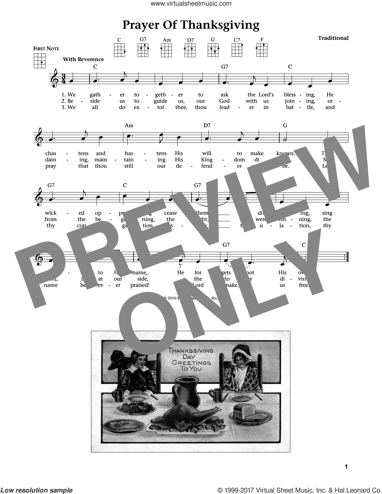 Prayer Of Thanksgiving (from The Daily Ukulele) (arr. Liz and Jim Beloff)