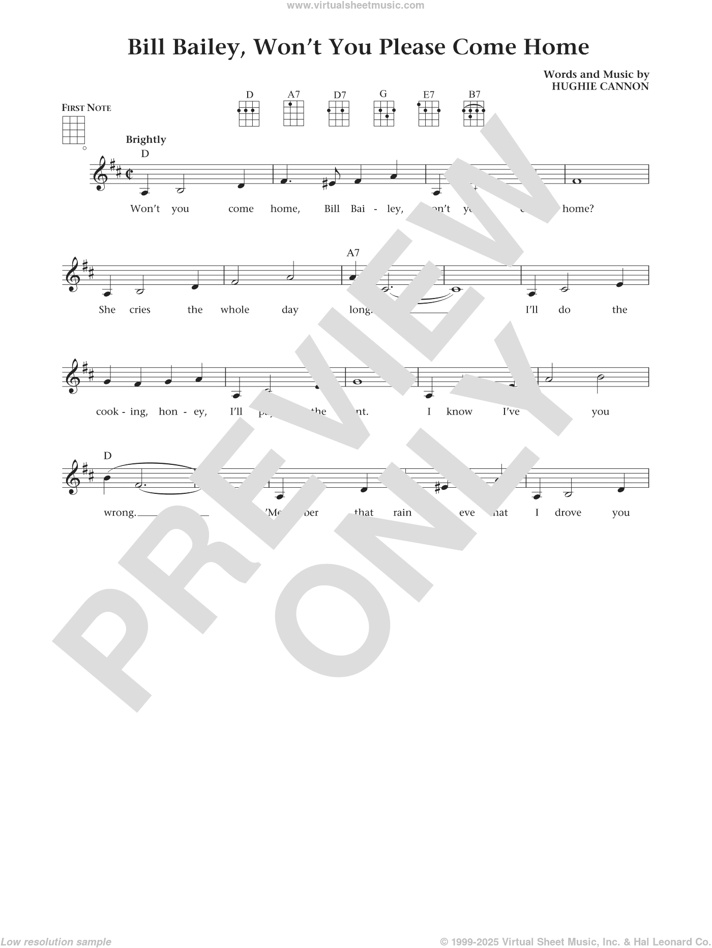 Bill Bailey, Won't You Please Come Home (from The Daily Ukulele) (arr. Liz and Jim Beloff)