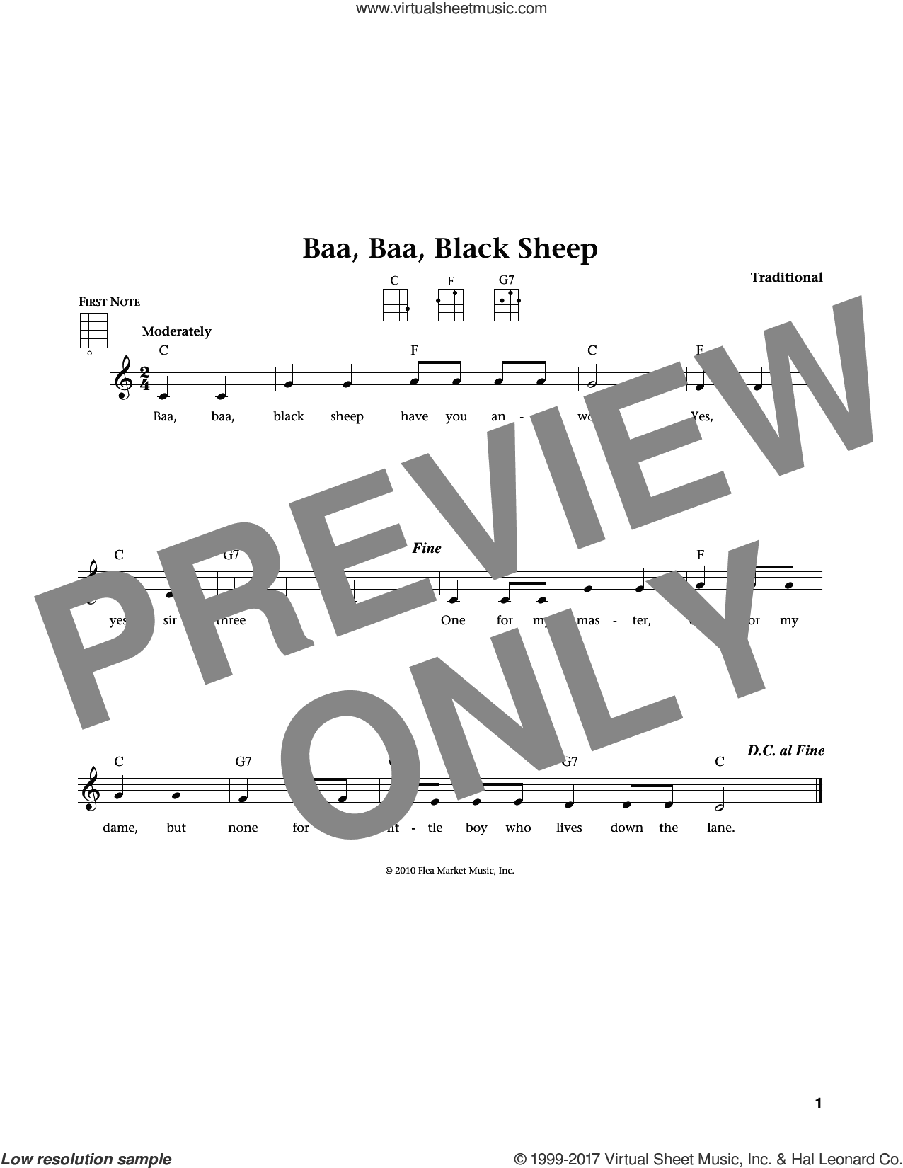 Baa Baa Black Sheep (from The Daily Ukulele) (arr. Liz and Jim Beloff)