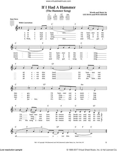 If I Had A Hammer (The Hammer Song) (from The Daily Ukulele) (arr. Liz and Jim Beloff)