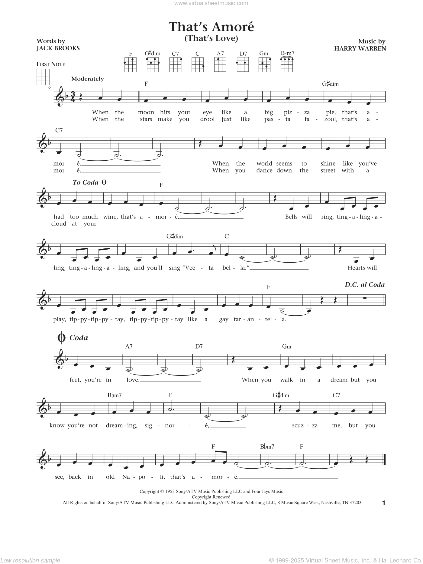That's Amore (That's Love) (from The Daily Ukulele) (arr. Liz and Jim Beloff)