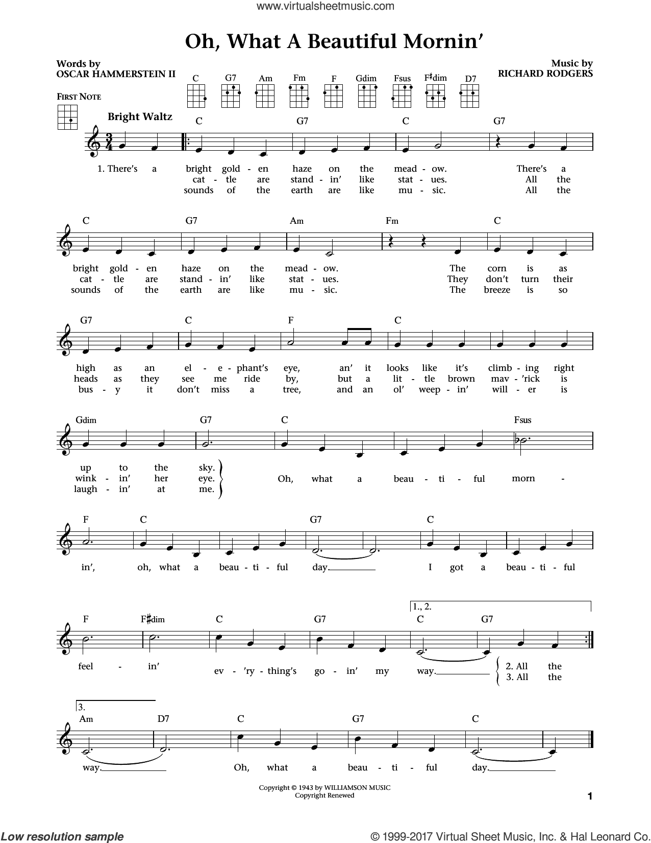 Oh, What A Beautiful Mornin' (from Oklahoma) (from The Daily Ukulele) (arr. Liz and Jim Beloff)