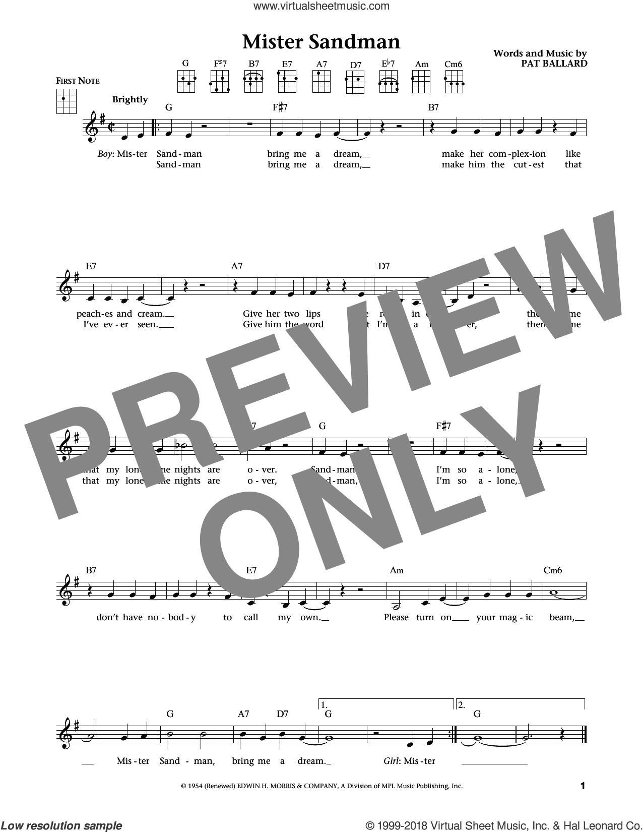 Mister Sandman (from The Daily Ukulele) (arr. Liz and Jim Beloff)