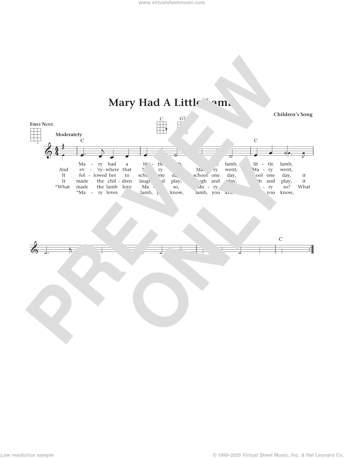 Mary Had A Little Lamb (from The Daily Ukulele) (arr. Liz and Jim Beloff)