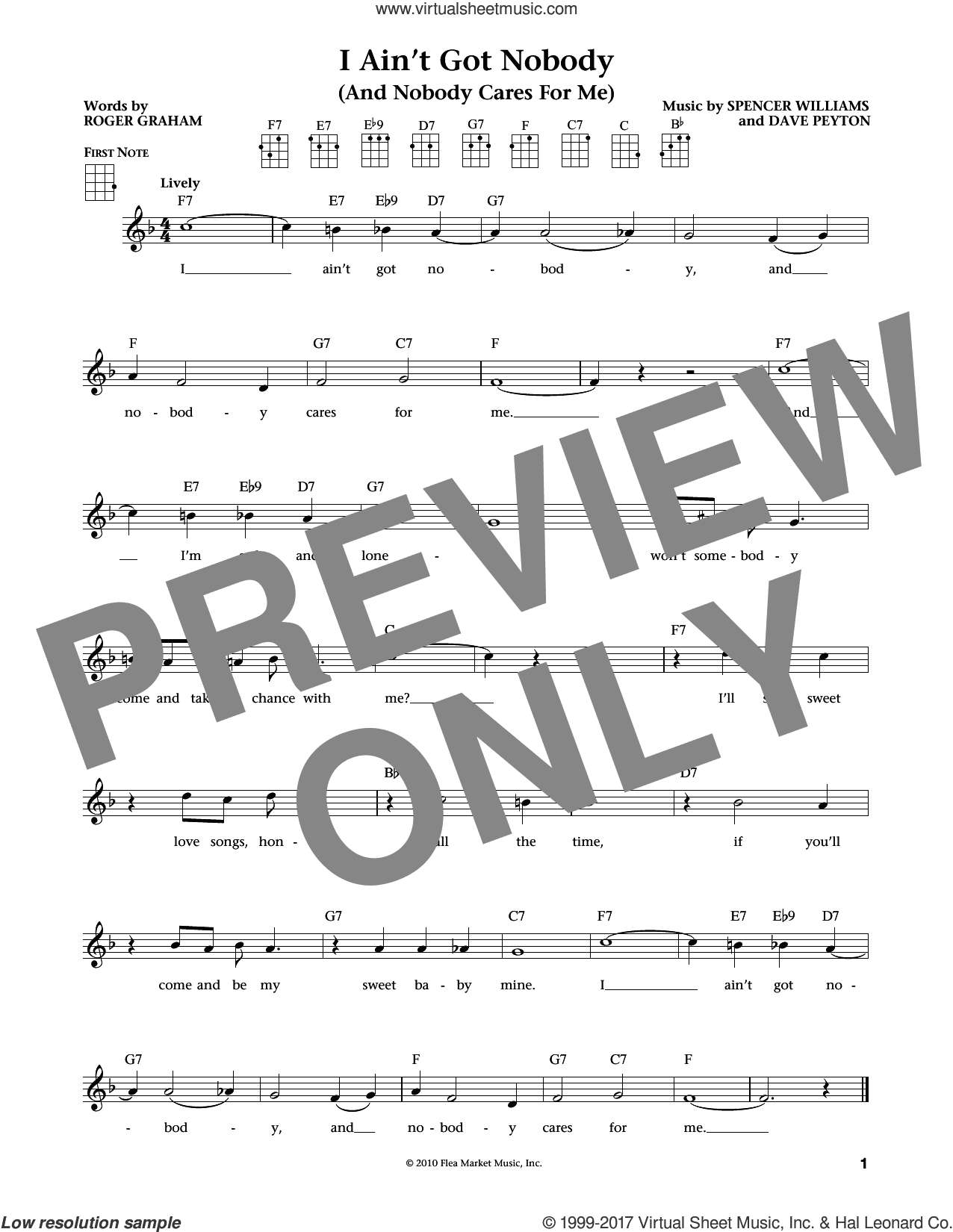 I Ain't Got Nobody (And Nobody Cares For Me) (from The Daily Ukulele) (arr. Liz and Jim Beloff)